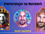 Konferansjer na socialach Adam Grzanka prezenter trzy zdjęcia social media