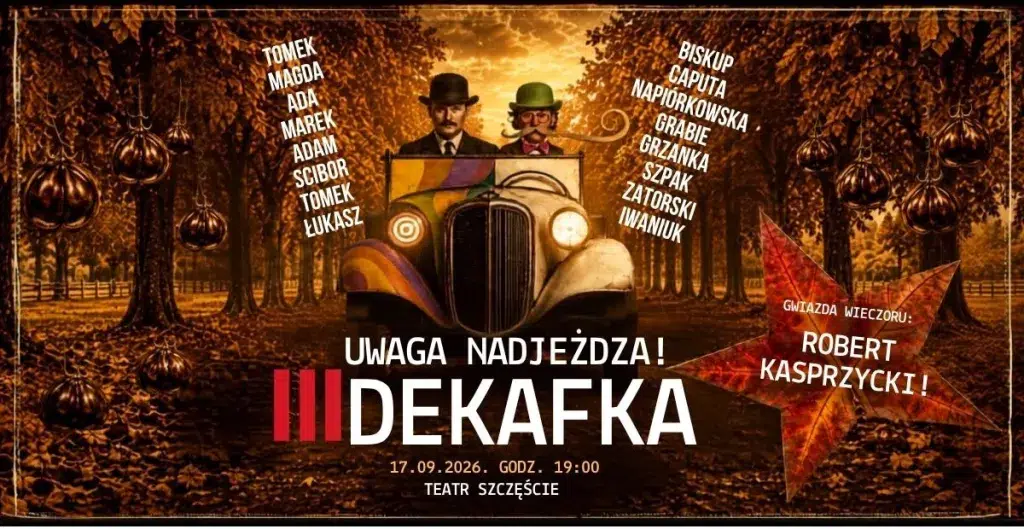 Plakat teatr szczęście Adam Grzanka III dekafka